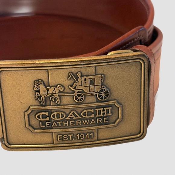 NWOT Vintage Coach Horse and Carriage brown leather buckle belt- LG - Picture 5 of 5